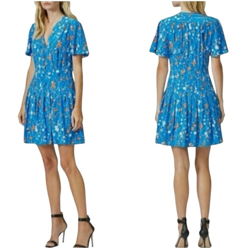 Equipment Lisle Floral-Print Silk Fitted Drop Waist Pleat Dress sz 6 Classic